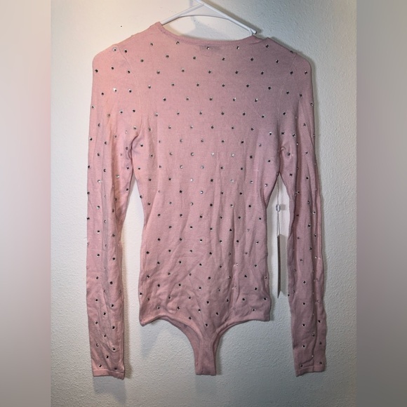Ronny Kobo Chani Bodysuit Top Pink Rhinestone NWT in Ballet Pink - Picture 3 of 9